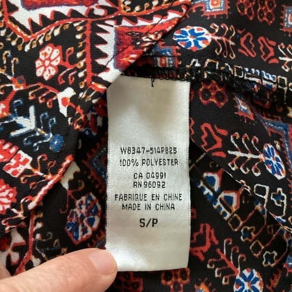 Willi Smith Flowy Patterned V-Neck Blouse - Size S" - Picture 6 of 7